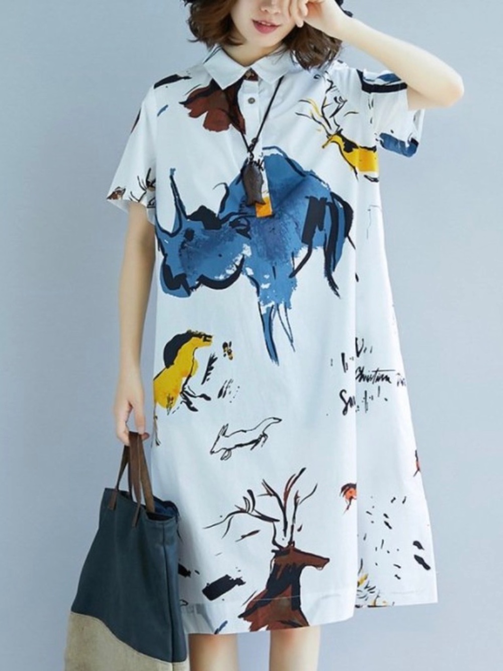 Abstract animals shirt dress